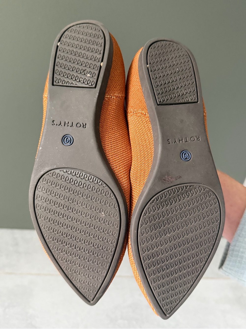Rothy’s The Point Amber Pointed Toe Knit Flats in Rust Burnt Orange Fawn 6.5 - Picture 11 of 13